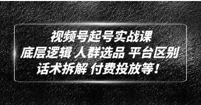 底层逻辑《视频号起号实战课》话术拆解，付费投放网赚项目-副业赚钱-互联网创业-资源整合1668网赚